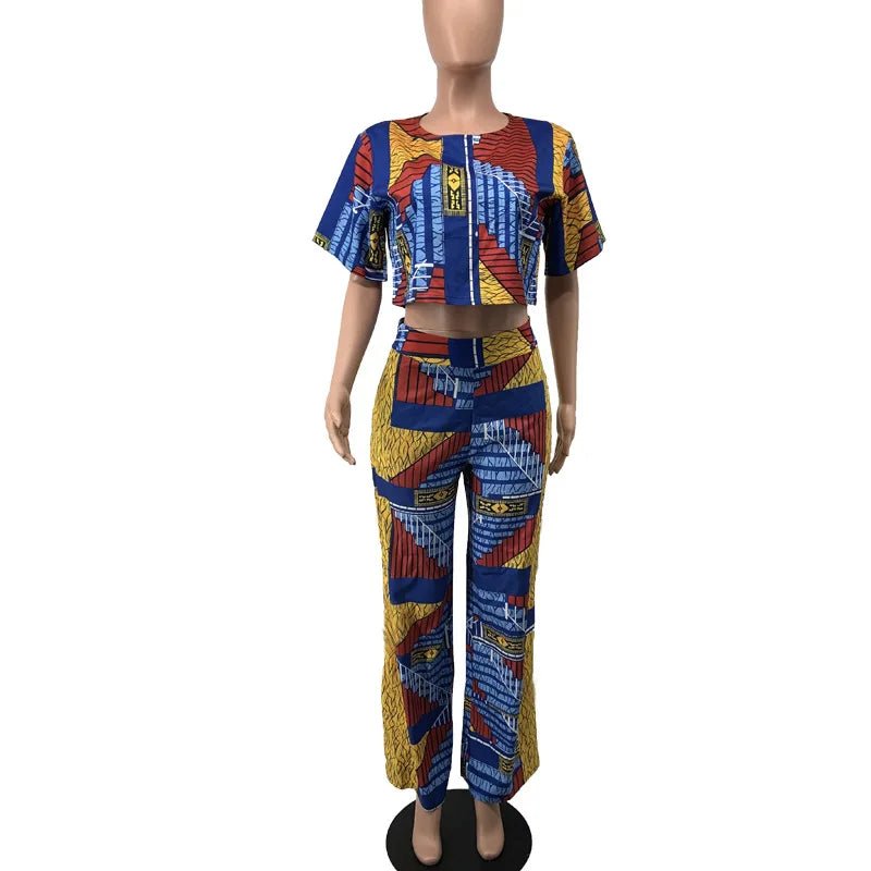 2PC Autumn Sexy African Women Printing Sets Top and Skirt African Suit African Clothes - Flexi Africa - Flexi Africa offers Free Delivery Worldwide - Vibrant African traditional clothing showcasing bold prints and intricate designs