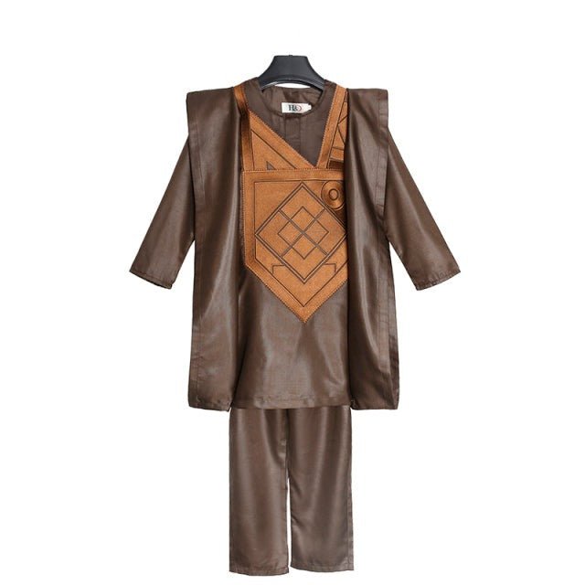 3PC Boys African Clothes Polyester Cotton Embroidery Dashiki Children Robe Shirt Pants - Flexi Africa offers Free Delivery