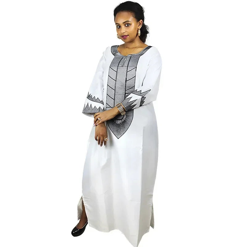 african embroidery dress designs African Dresses For Woman Bazin Riche Embroidery Design Long Dress