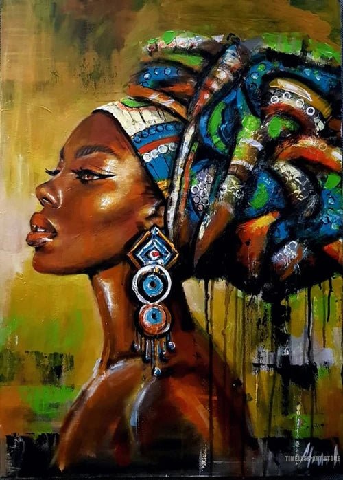 Abstract African Woman Graffiti Art: Canvas Paintings, Posters, and Prints for Unique Wall Decor - Flexi Africa - Flexi Africa offers Free Delivery Worldwide - Vibrant African traditional clothing showcasing bold prints and intricate designs
