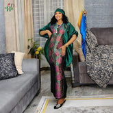 African Luxury Gown – Rich Embroidery Boubou Robe for Special Occasions - Free Delivery Worldwide only at Flexi Africa