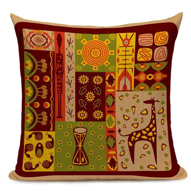 African Style Cushion Cover Tribal Ethnic Geometric Pattern Decorative Linen Pillow Case Cover for Sofa Home Decor - Flexi Africa - Flexi Africa offers Free Delivery Worldwide - Vibrant African traditional clothing showcasing bold prints and intricate designs