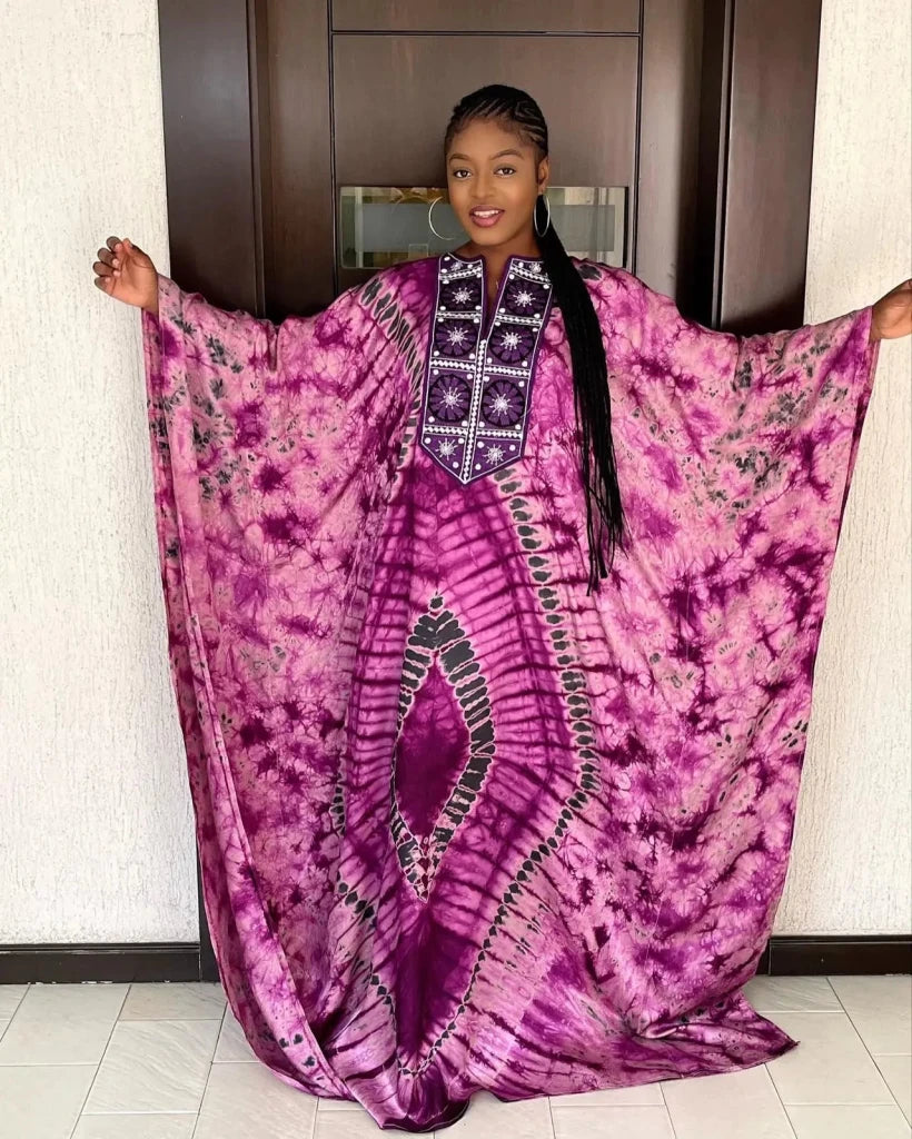 purple dashiki dress Queen Chinonso Women's Mermaid Dress In White And Purple African Ankara Dashiki Kente Print Fabric