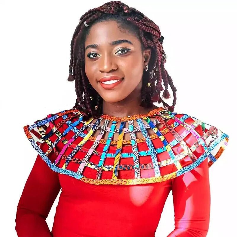 Ankara African Net Necklaces Shawl Collar Women Accessories Multistrand - Flexi Africa - Flexi Africa offers Free Delivery Worldwide - Vibrant African traditional clothing showcasing bold prints and intricate designs