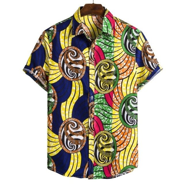 Bold and Fashionable Men's Dashiki Loose Blouse - Flexi Africa - Vibrant African traditional clothing showcasing bold prints