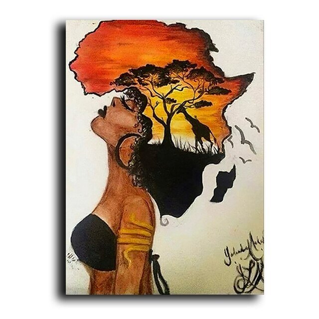Classical African Woman Abstract Africa Map Shape Head Canvas Painting Posters and Prints Wall Art Aesthetic Picture Home Decor - Flexi Africa - Flexi Africa offers Free Delivery Worldwide - Vibrant African traditional clothing showcasing bold prints and intricate designs