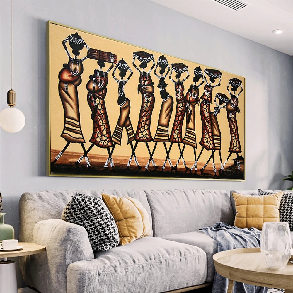 Contemporary African Women Canvas Art: Elevate Your Living Space with Modern Wall Decor - Flexi Africa - Flexi Africa offers Free Delivery Worldwide - Vibrant African traditional clothing showcasing bold prints and intricate designs
