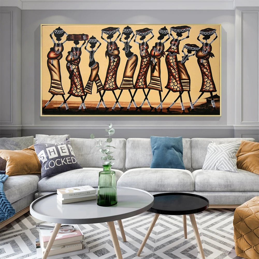 Contemporary African Women Canvas Art: Elevate Your Living Space with Modern Wall Decor - Flexi Africa - Flexi Africa offers Free Delivery Worldwide - Vibrant African traditional clothing showcasing bold prints and intricate designs