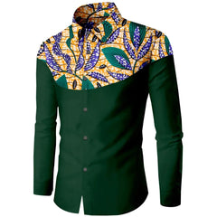 Dashiki African Men’s Long Sleeve Shirt – Ankara Print Single - Breasted Dress Shirt - Free Delivery Worldwide only at Flexi Africa