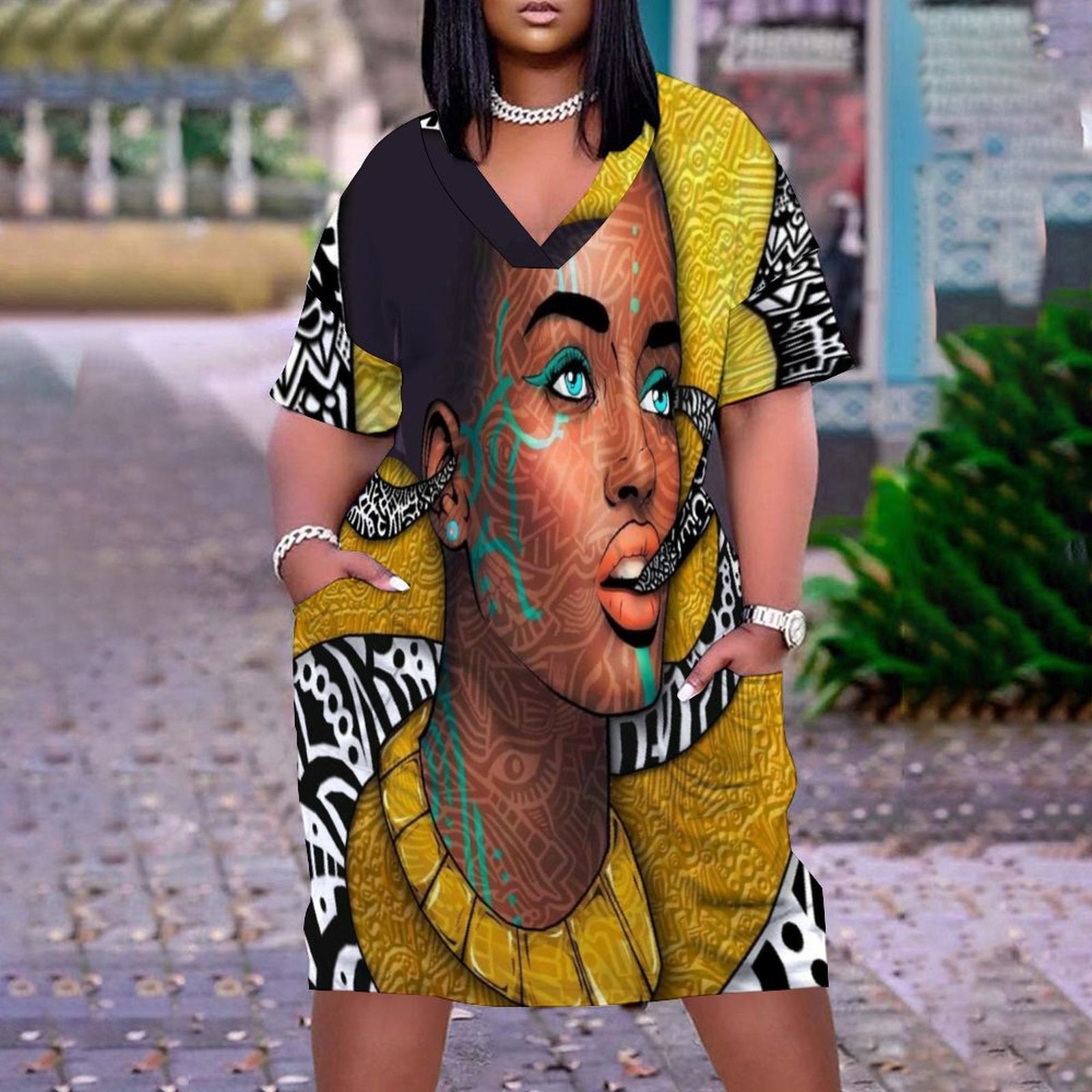 Elegant African Women's Fashion Summer Dress - Flexi Africa - Flexi Africa offers Free Delivery Worldwide - Vibrant African traditional clothing showcasing bold prints and intricate designs