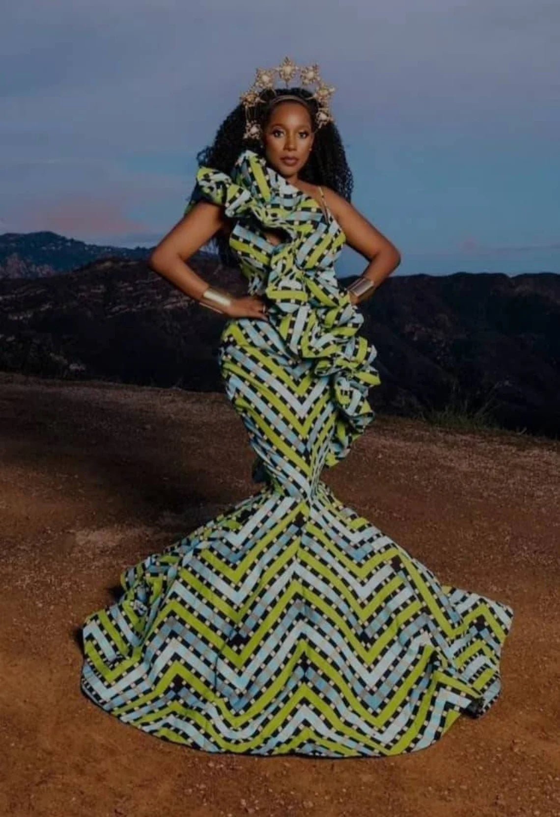 Exquisite African Mermaid Dresses: Ankara Maxi Gowns Perfect for Proms and Theme Birthday Celebrations - Flexi Africa - Flexi Africa offers Free Delivery Worldwide - Vibrant African traditional clothing showcasing bold prints and intricate designs