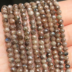 Faceted Natural African Labradorite Stone Beads: Small Round Loose Rondelle Beads 4x3mm - Flexi Africa - Flexi Africa offers Free Delivery Worldwide - Vibrant African traditional clothing showcasing bold prints and intricate designs