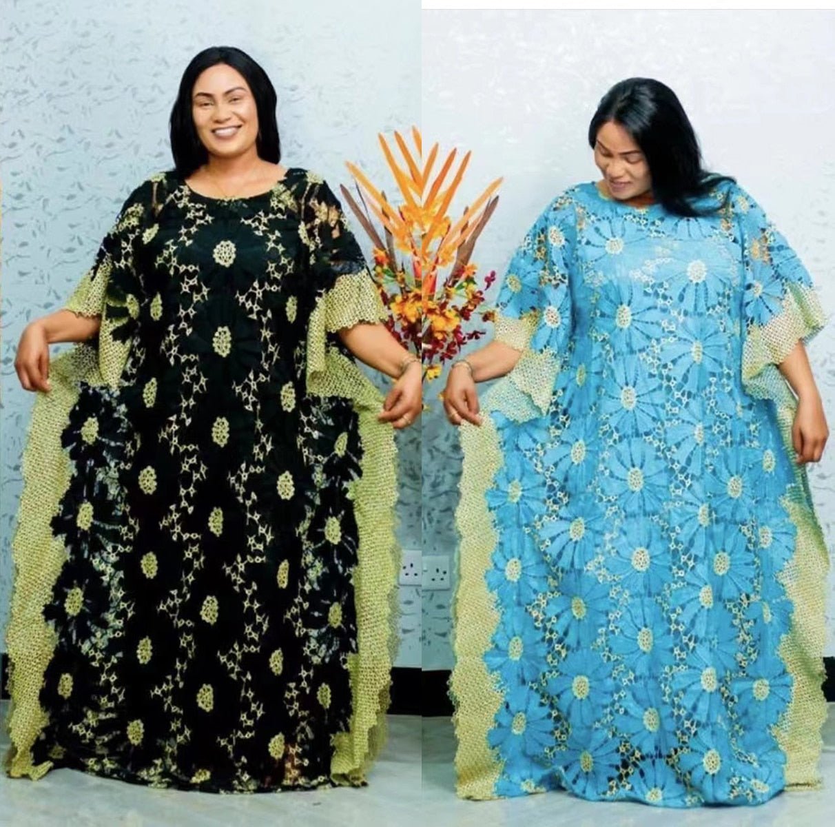 Graceful and Stylish: African Women's Dashiki Abaya Maxi Dress with Inside Skirt - Flexi Africa - Flexi Africa offers Free Delivery Worldwide - Vibrant African traditional clothing showcasing bold prints and intricate designs