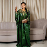 Green Luxury African Abaya – Embroidered Plus Size Dress for Elegant Occasions - Free Delivery Worldwide only at Flexi Africa