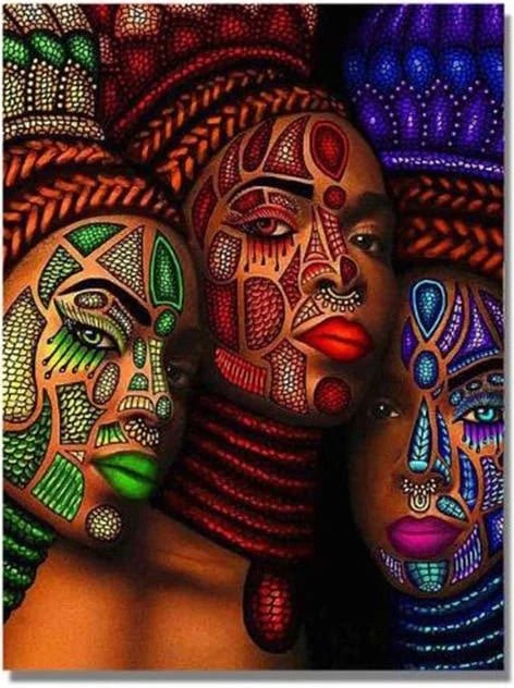 Hand Painted Canvas: African Black Woman Portrait - Unique DIY Art for Home Decor - Flexi Africa - Flexi Africa offers Free Delivery Worldwide - Vibrant African traditional clothing showcasing bold prints and intricate designs