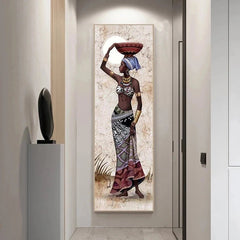 Large Size Portrait African Women Canvas Painting Hanging Posters and Prints Wall Art Pictures Living Room Home Decor (No Frame) - Flexi Africa - Flexi Africa offers Free Delivery Worldwide - Vibrant African traditional clothing showcasing bold prints and intricate designs