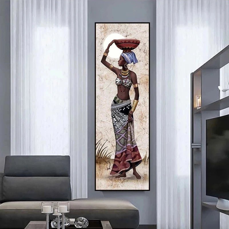 Large Size Portrait African Women Canvas Painting Hanging Posters and Prints Wall Art Pictures Living Room Home Decor (No Frame) - Flexi Africa - Flexi Africa offers Free Delivery Worldwide - Vibrant African traditional clothing showcasing bold prints and intricate designs