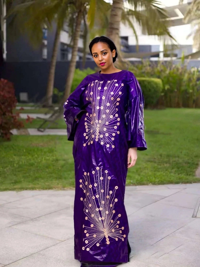 Luxury African Boubou Dress – Rich Embroidery Premium Fabric