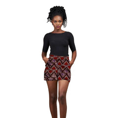 Nigerian Pattern Print Women's Hot Shorts: Stylish African Fashion Breeches - Flexi Africa - Flexi Africa offers Free Delivery Worldwide - Vibrant African traditional clothing showcasing bold prints and intricate designs