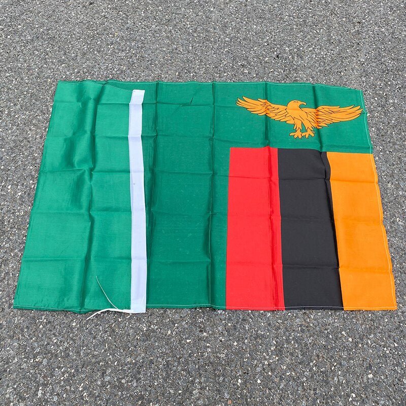 Polyester Zambia Flag 90 x 150cm Zambia National Flag and Banner - Flexi Africa - Flexi Africa offers Free Delivery Worldwide - Vibrant African traditional clothing showcasing bold prints and intricate designs