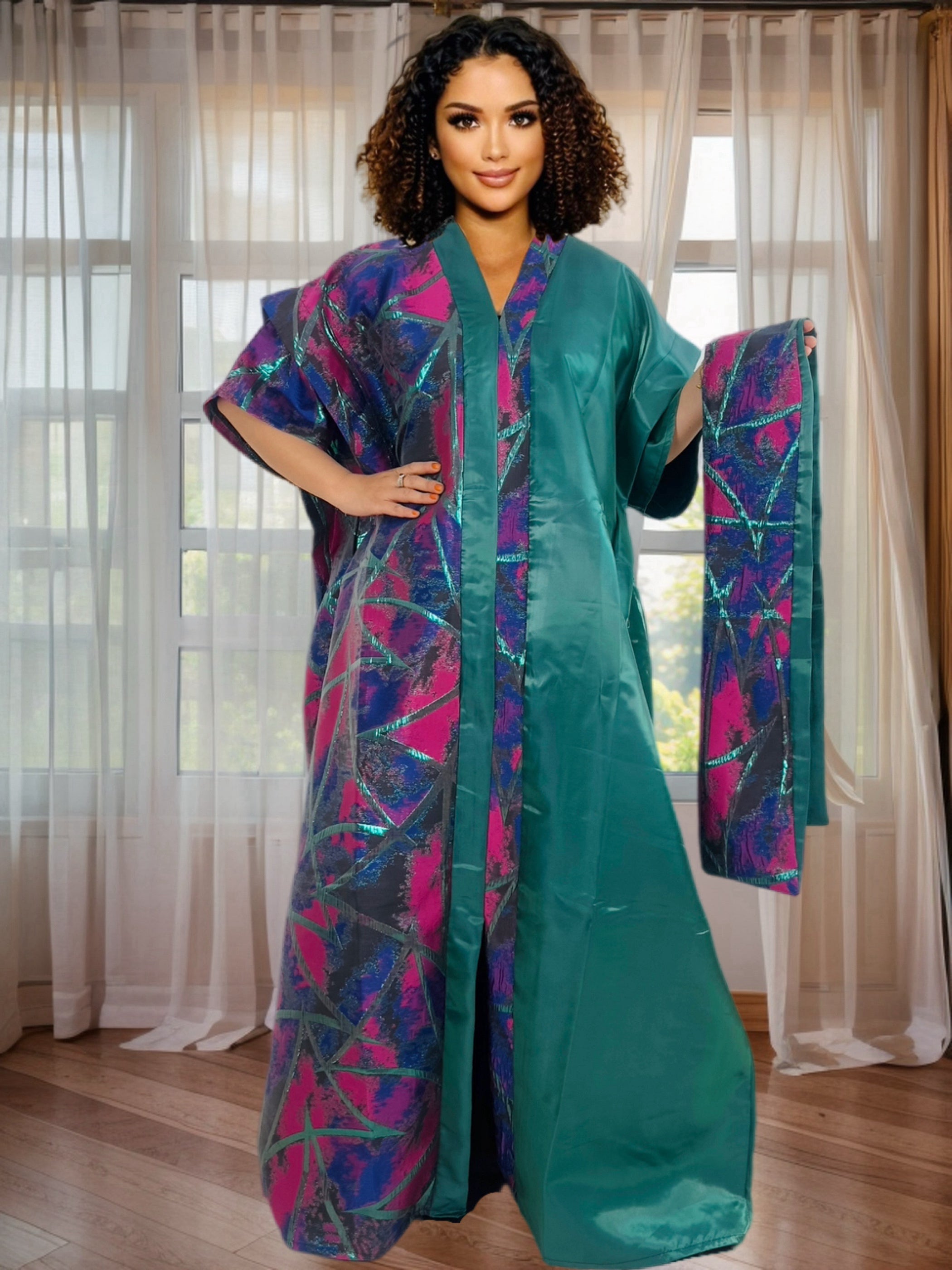 Elegant African Women’s Ethnic Dress – Jacquard Satin Finish