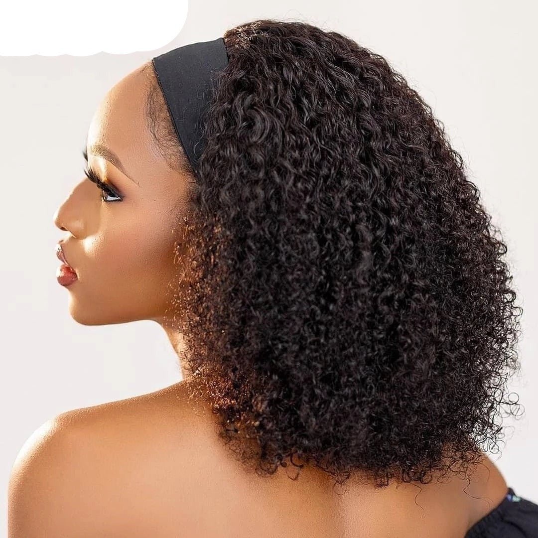 100% Human Hair Afro Kinky Curly Headband Wig with 200 Density - Flexi Africa - Free Delivery Worldwide