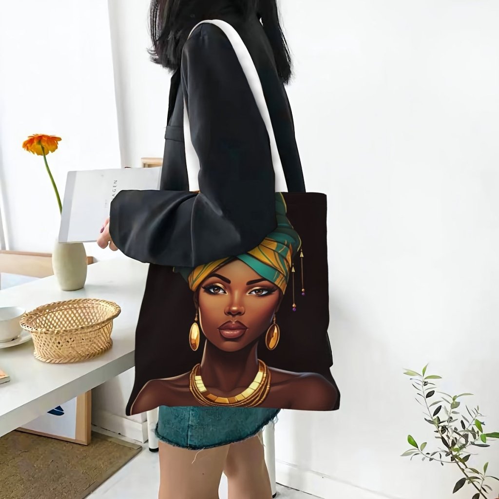 1PC Vibrant African Print Tote Bag - Canvas Shoulder Bag for Women - Free Delivery Worldwide only at Flexi Africa
