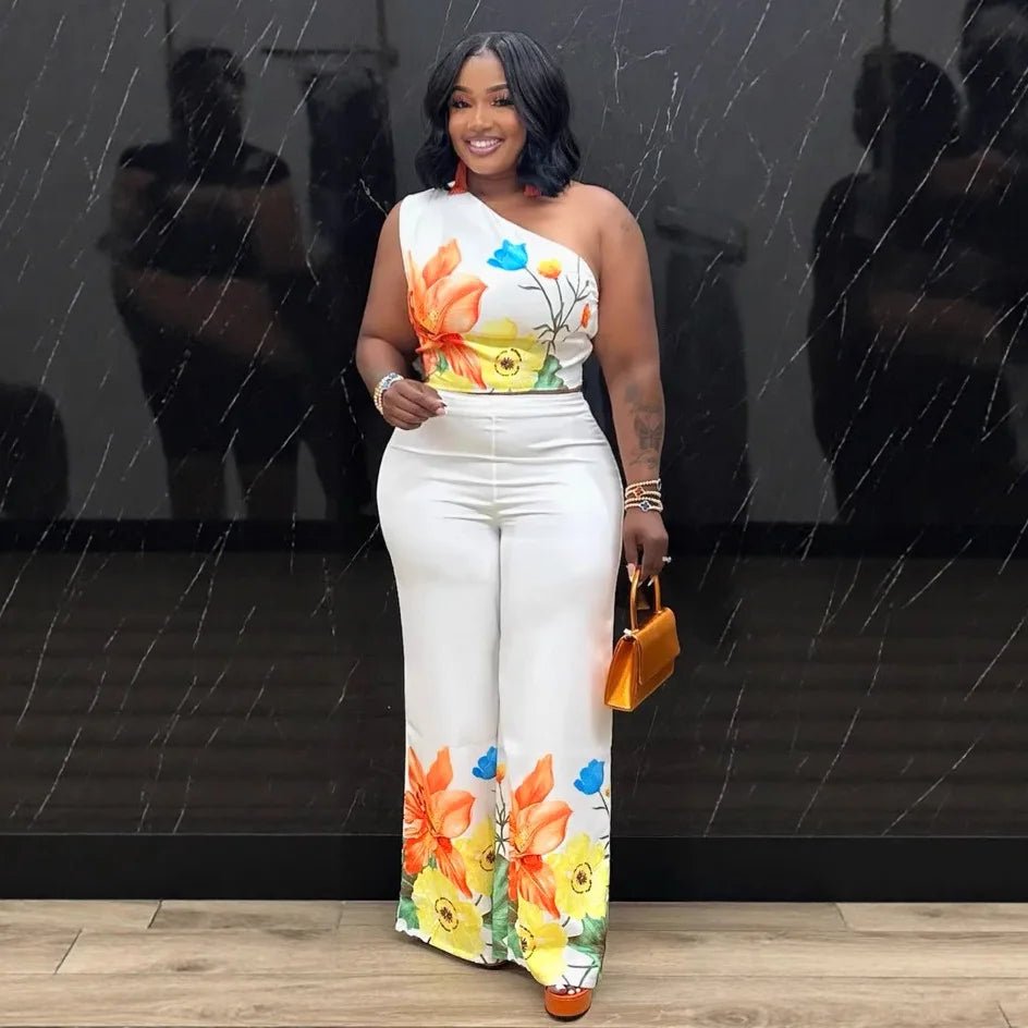 2 Piece Sets African Sets For Women New African Print Elastic Bazin Baggy Pants Rock Style Dashiki Famous Suit Lady Outfits - Free Delivery Worldwide only at Flexi Africa