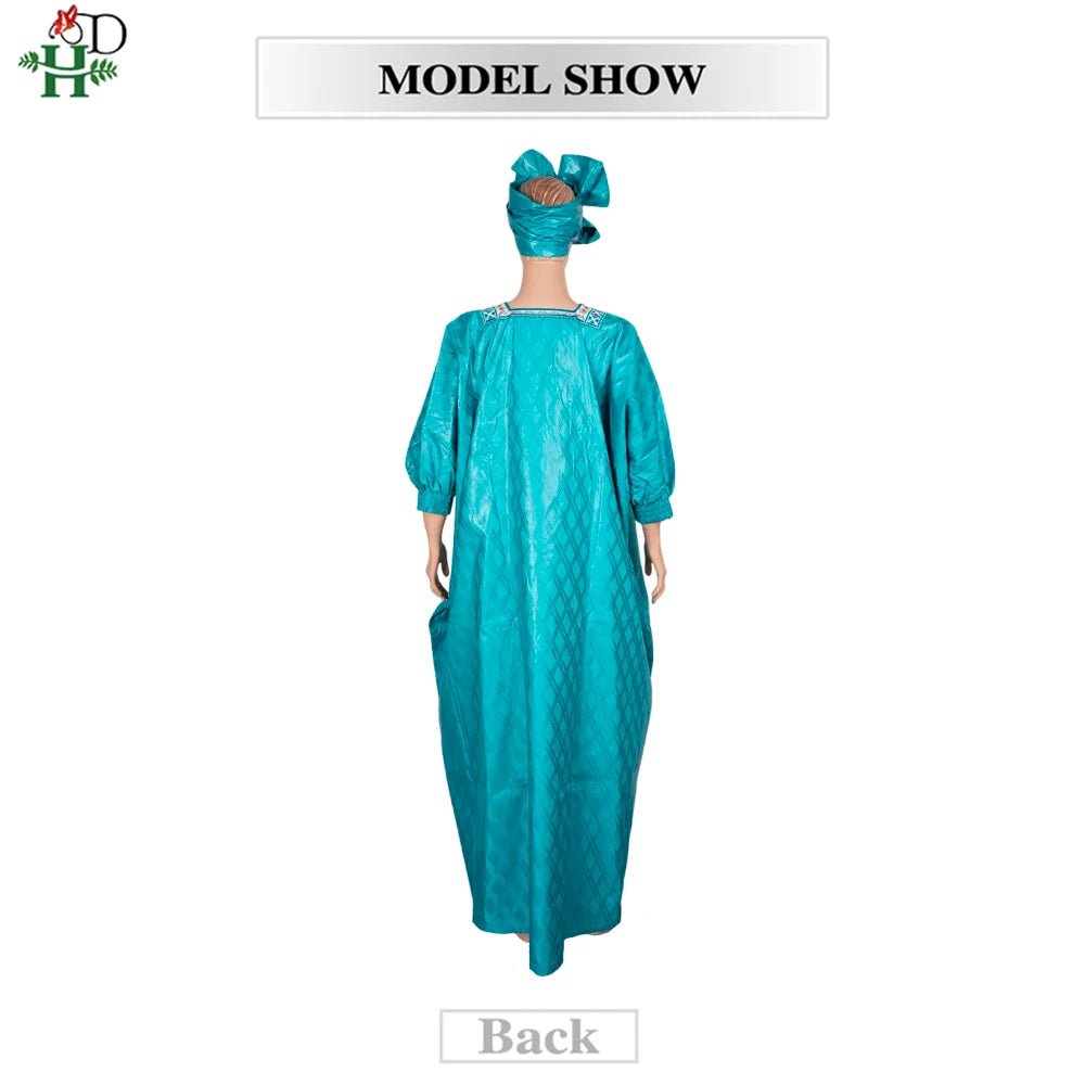 2025 New African Traditional Wear For Women Embroidery Bazin Riche Daily Ankara Gown Dashiki Green Agbada Wedding Party Robe - Free Delivery Worldwide only at Flexi Africa