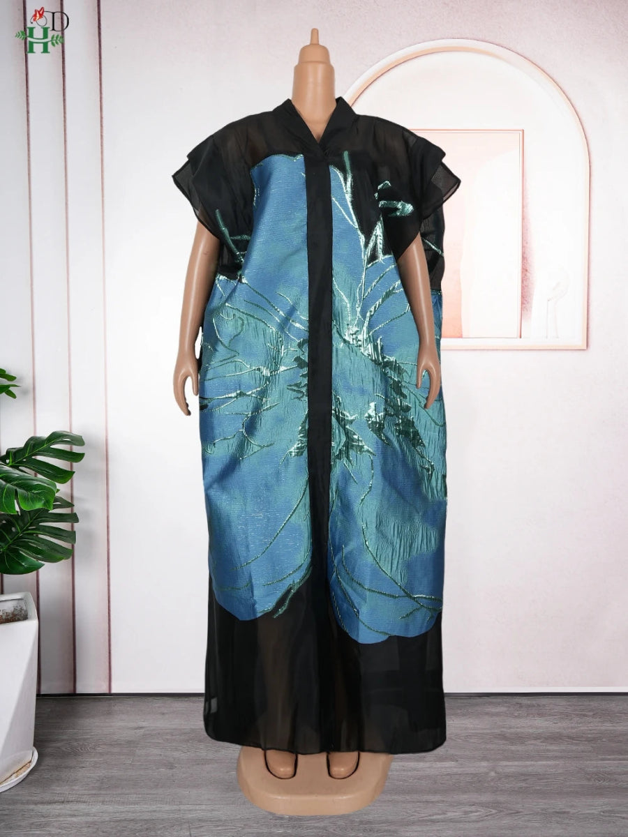 2025 New Plus Size African Dresses For Women Dashiki Ankara Turkey Outfit Muslim Gown 2 PCS Summer Party Dress Jacquard Fabric - Free Delivery Worldwide only at Flexi Africa