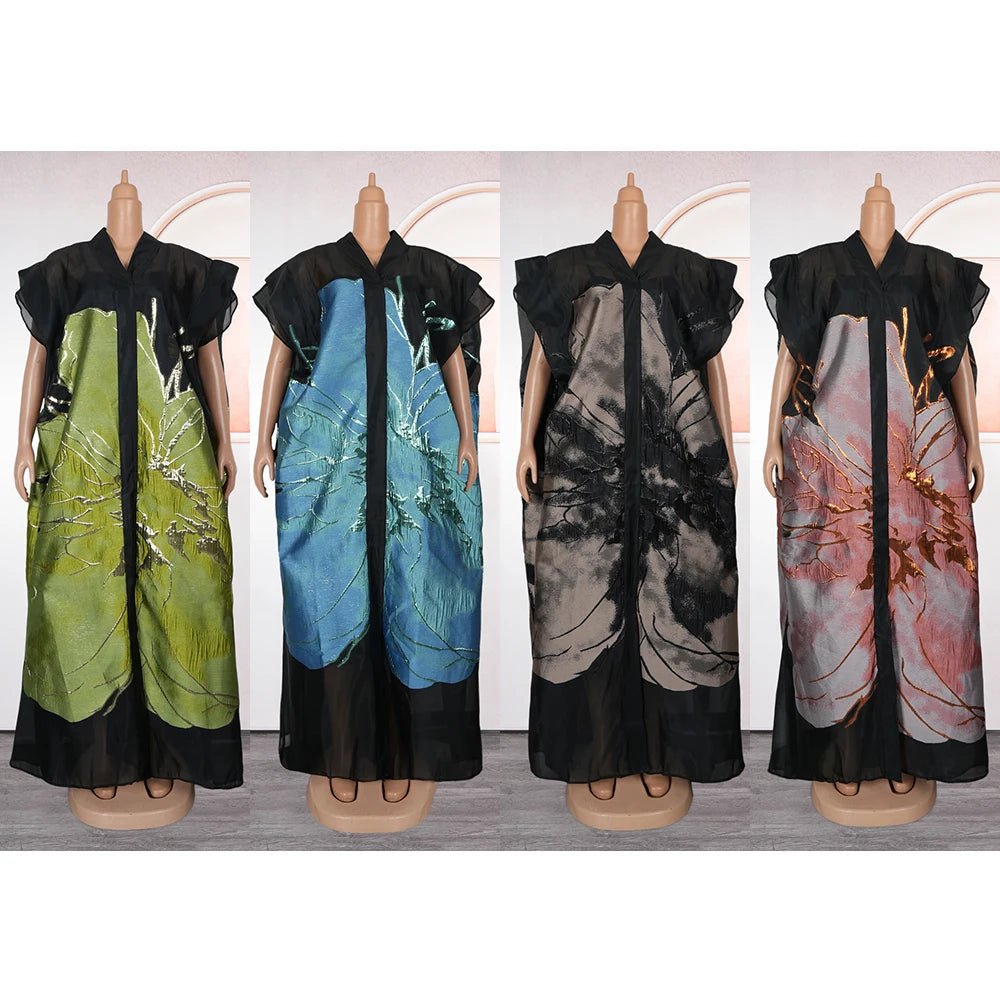 2025 New Plus Size African Dresses For Women Dashiki Ankara Turkey Outfit Muslim Gown 2 PCS Summer Party Dress Jacquard Fabric - Free Delivery Worldwide only at Flexi Africa
