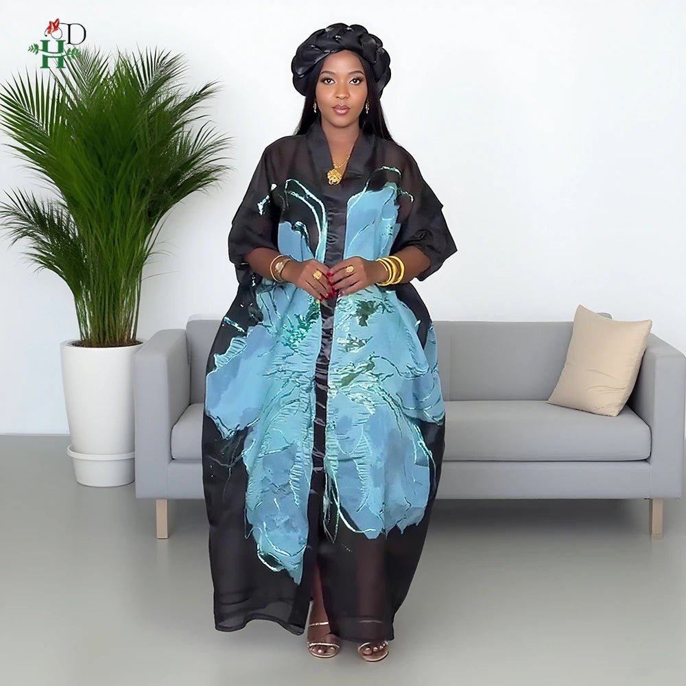 2025 New Plus Size African Dresses For Women Dashiki Ankara Turkey Outfit Muslim Gown 2 PCS Summer Party Dress Jacquard Fabric - Free Delivery Worldwide only at Flexi Africa