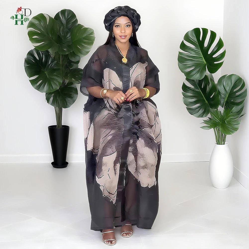 2025 New Plus Size African Dresses For Women Dashiki Ankara Turkey Outfit Muslim Gown 2 PCS Summer Party Dress Jacquard Fabric - Free Delivery Worldwide only at Flexi Africa