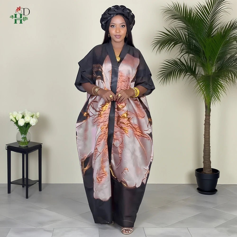 2025 New Plus Size African Dresses For Women Dashiki Ankara Turkey Outfit Muslim Gown 2 PCS Summer Party Dress Jacquard Fabric - Free Delivery Worldwide only at Flexi Africa