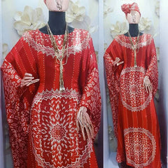 2025 Trendy African Print Chiffon Maxi Dress in Ribbon Belt – Loose Fit Boho Ethnic Women's Summer Beach Party Wear - Free Delivery Worldwide only at Flexi Africa