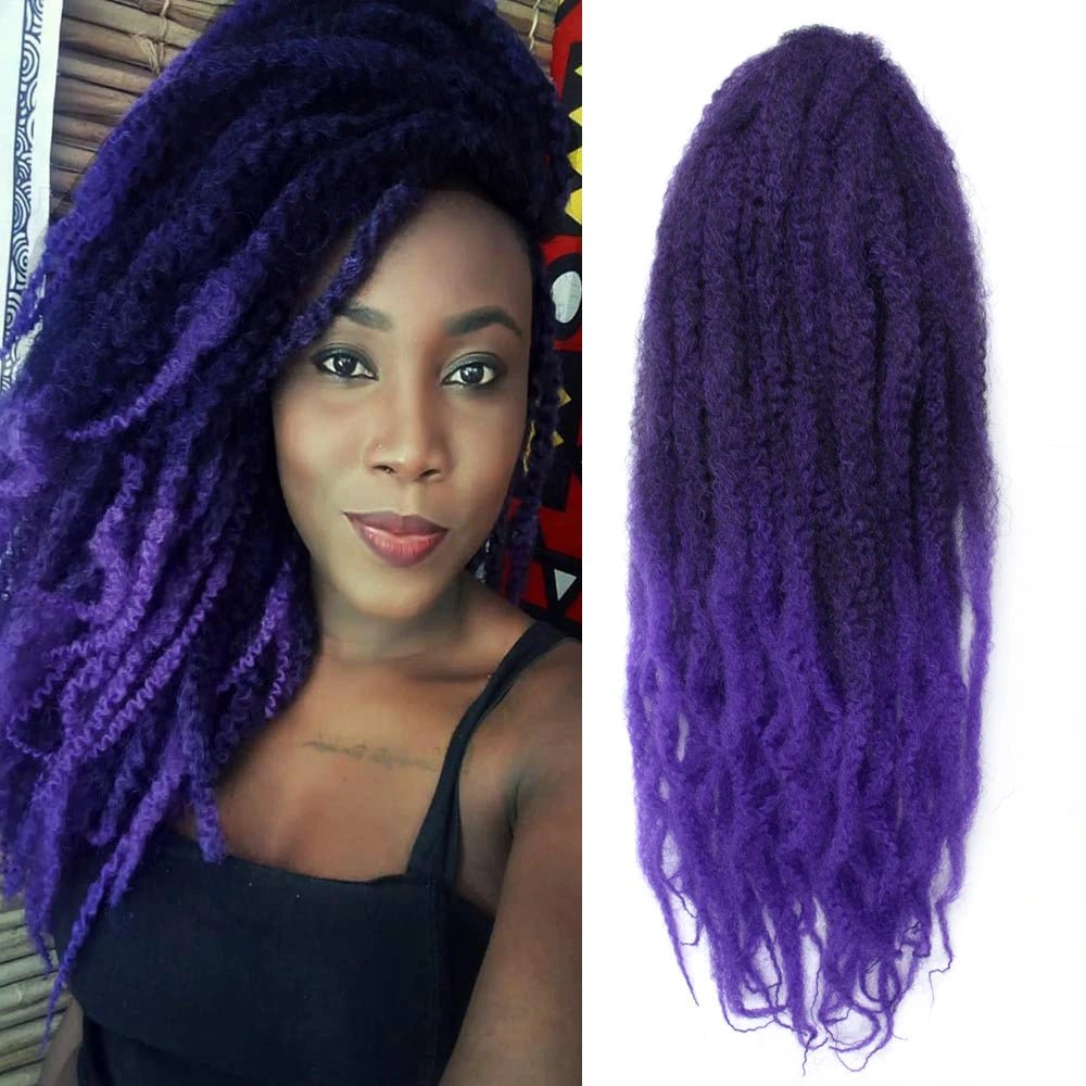 24" Marley Hair For Braids Afro Kinky Marley Braid Hair Synthetic Ombre Braiding Hair Extensions Easy Braid - Flexi Africa