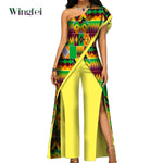 2PC African Women’s Ankara Pant Set – Stylish Off - Shoulder Top and Trousers - Free Delivery Worldwide only at Flexi Africa