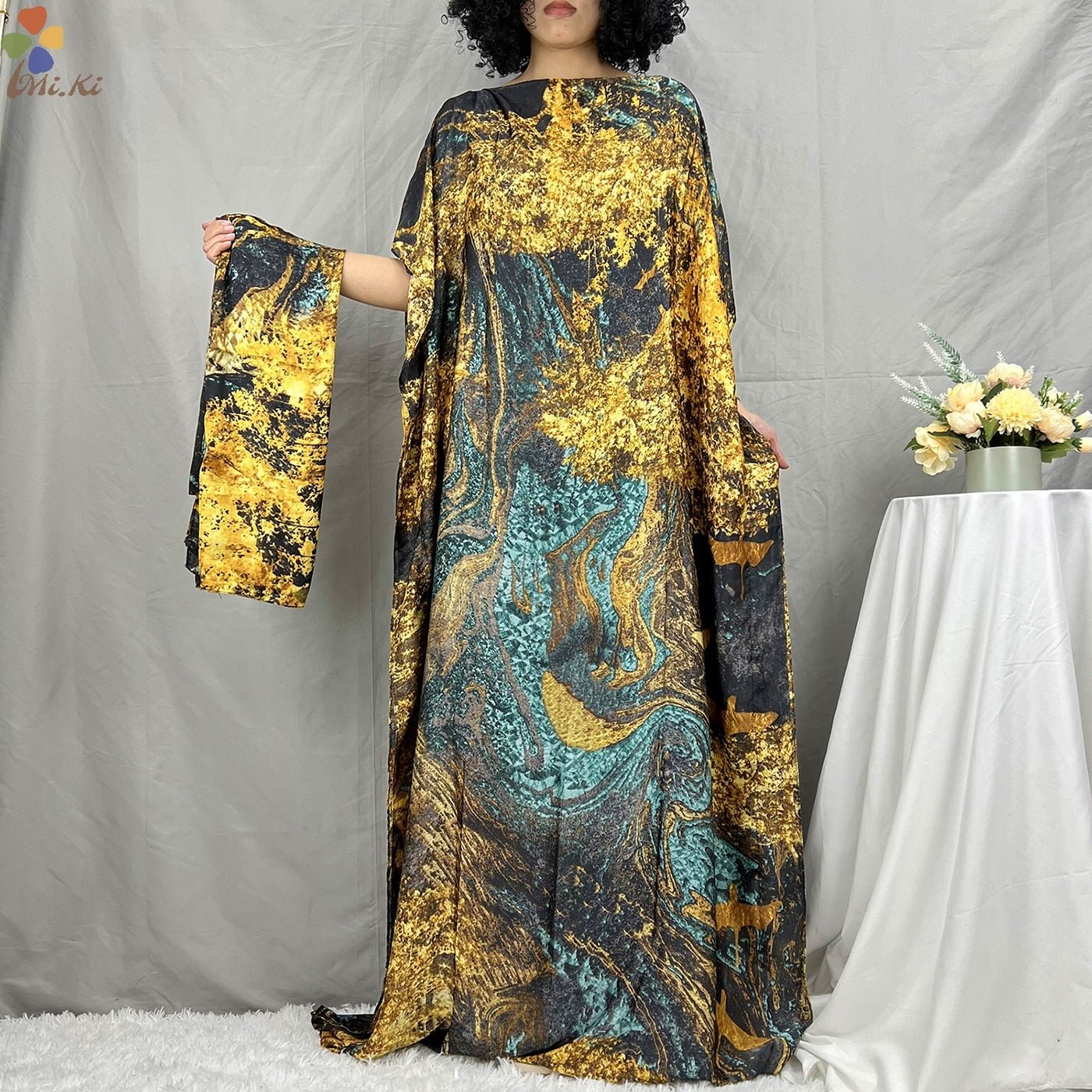 2PC Set of Fashionable Dashiki Robes - Printed Loose Dresses with Luxurious Silk Fabric for Women - Flexi Africa