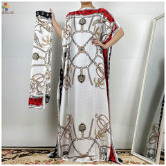 2PC Set of Fashionable Dashiki Robes - Printed Loose Dresses with Luxurious Silk Fabric for Women - Flexi Africa