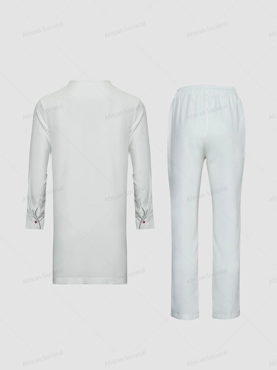 2x Nigerian Men’s Kaftan Sets – Traditional 2 - Piece Outfits with Shirts and Pants - Free Delivery Worldwide only at Flexi Africa