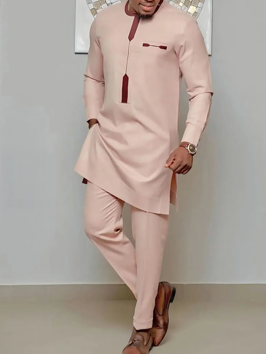 2x Nigerian Men’s Kaftan Sets – Traditional 2 - Piece Outfits with Shirts and Pants - Free Delivery Worldwide only at Flexi Africa