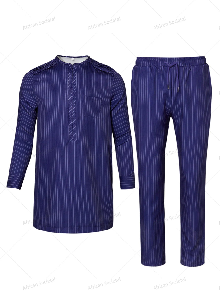 2x Nigerian Men’s Kaftan Sets – Traditional 2 - Piece Outfits with Shirts and Pants - Free Delivery Worldwide only at Flexi Africa