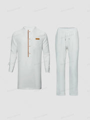 2x Nigerian Men’s Kaftan Sets – Traditional 2 - Piece Outfits with Shirts and Pants - Free Delivery Worldwide only at Flexi Africa