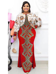 3 Colors African Quantity Original Long Dress Bat Sleeve False 2 Pieces For Lady(J2J) - Free Delivery Worldwide only at Flexi Africa