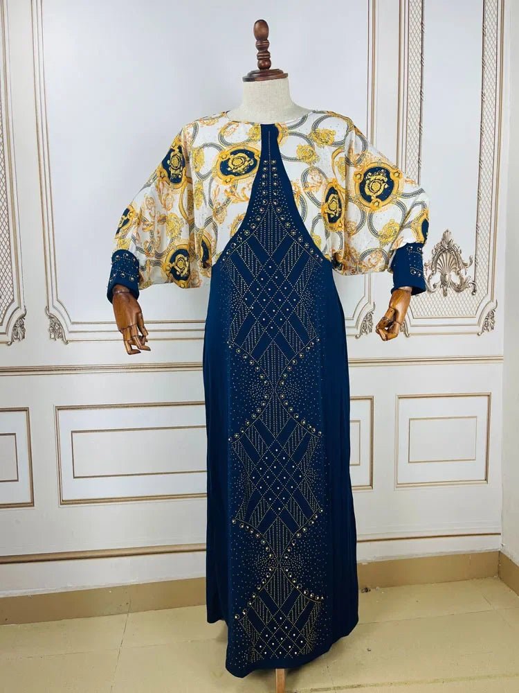 3 Colors African Quantity Original Long Dress Bat Sleeve False 2 Pieces For Lady(J2J) - Free Delivery Worldwide only at Flexi Africa