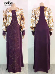 3 Colors African Quantity Original Long Dress Bat Sleeve False 2 Pieces For Lady(J2J) - Free Delivery Worldwide only at Flexi Africa