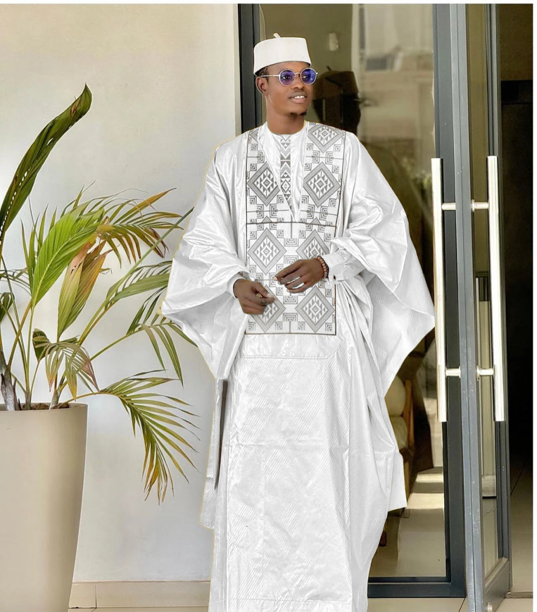 3PC African Clothing for Men: Traditional Bazin Riche Embroidery - Free Delivery Worldwide only at Flexi Africa