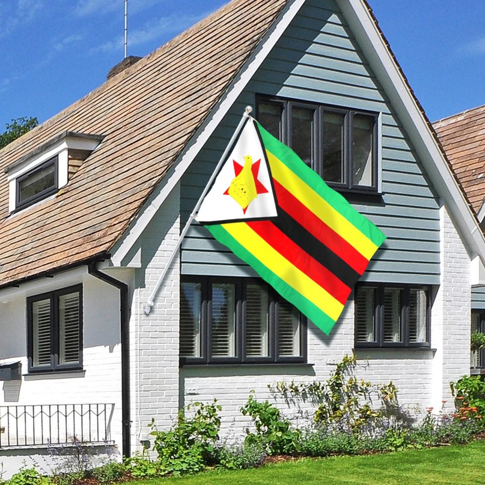 3X5 Ft Zimbabwe Flag with Brass Grommets for Decor - Flexi Africa - Free Delivery Worldwide only at www.flexiafrica.com