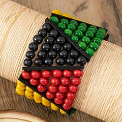 4PCS Earrings Necklace Plus Bracelet Boho Style Jewelry Colorful Wooden Beads Traditional Bridal Accessories - Free Delivery