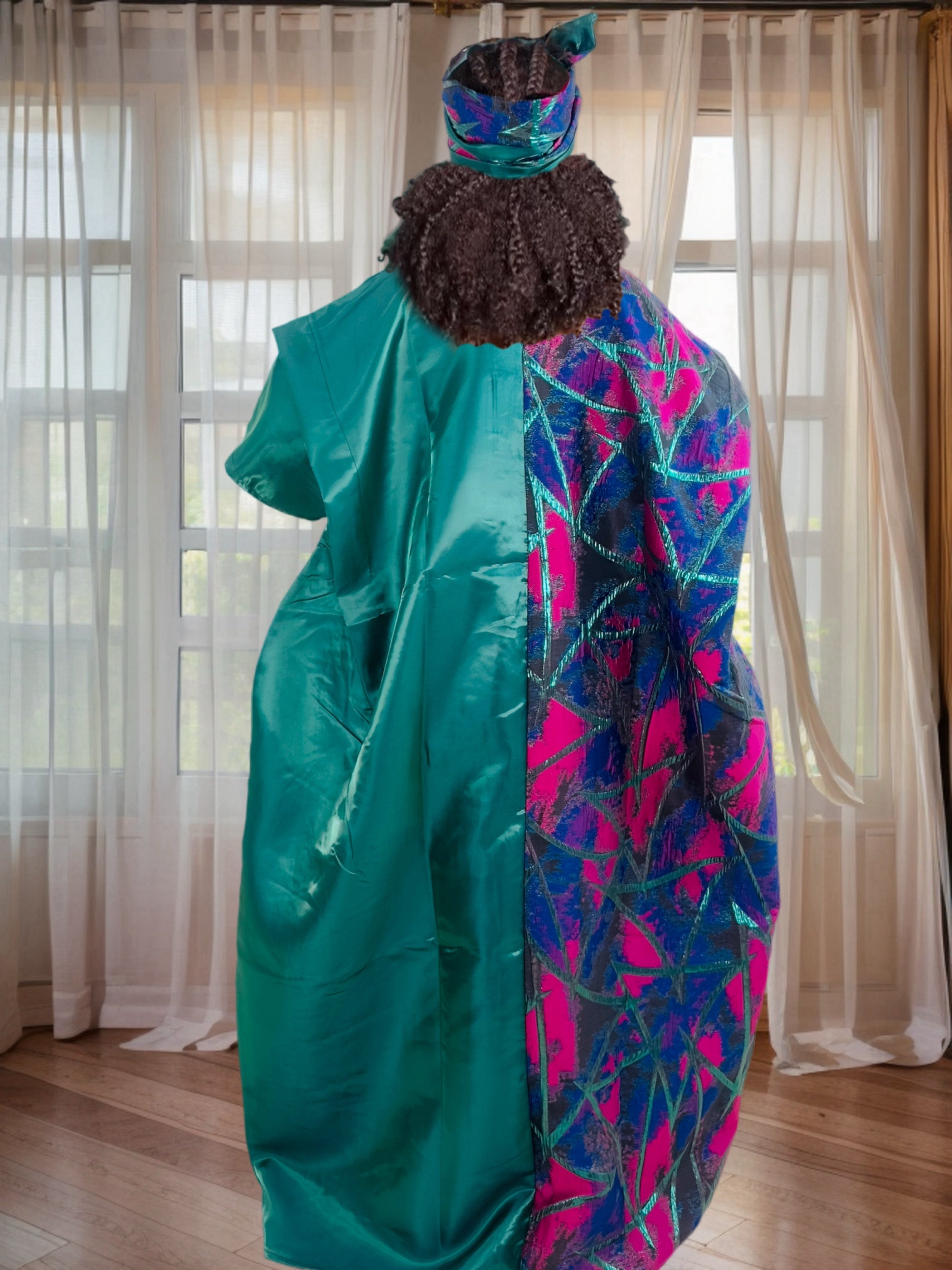 Elegant African Women’s Ethnic Dress – Jacquard Satin Finish